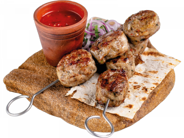 Люля-кебаб из баранины, запеченные в жировой сетке